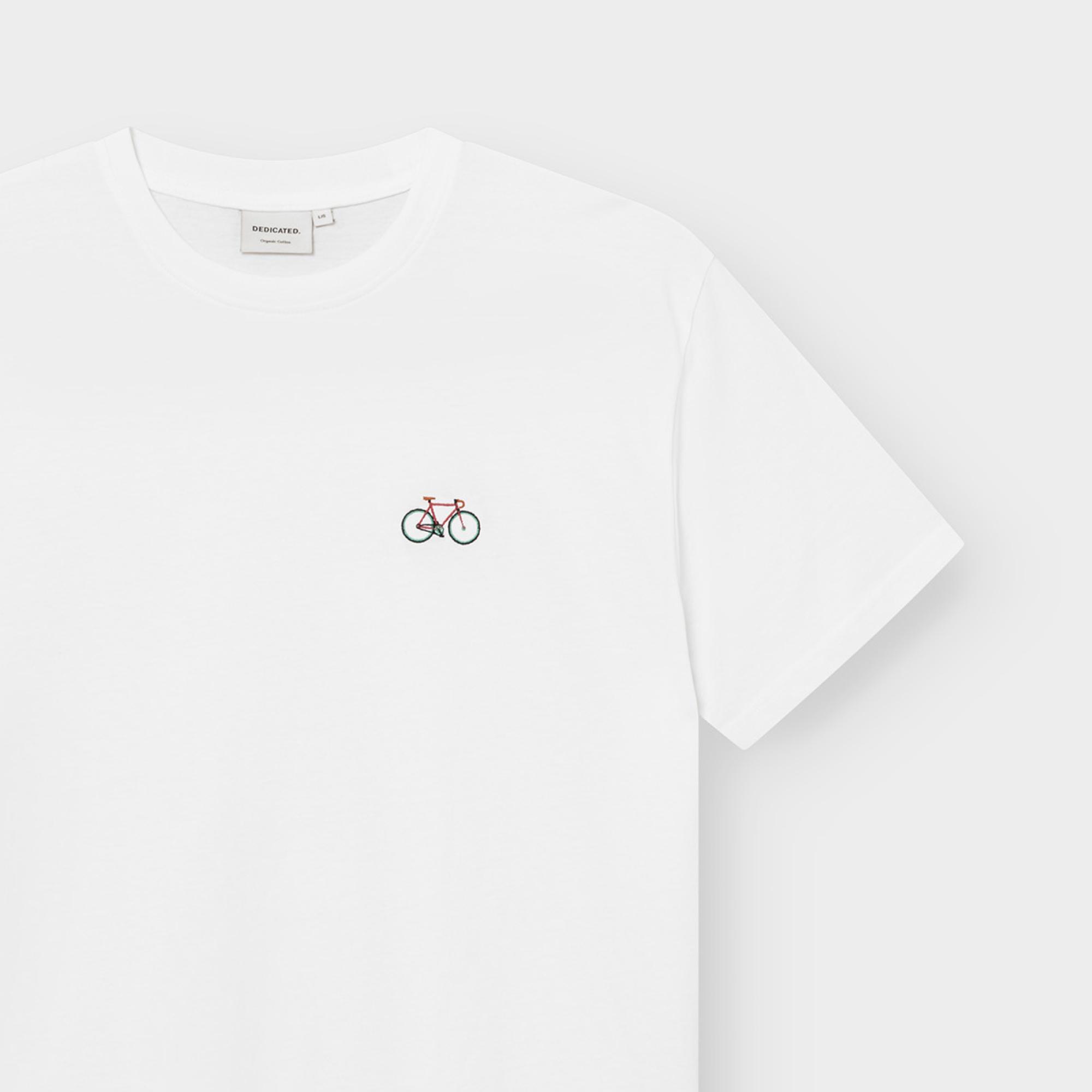 Dedicated Stockholm Race Bike EMB White T-Shirt Bio Baumwolle Shirt weiß